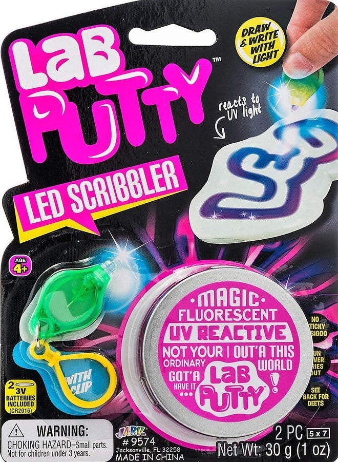 JA-RU Lab Putty LED Scribbler w/Mini UV Flashlight (1 Unit) Magic Color Changing UV Putty for Kids | Sensory Stress Relief Toy | Mini Slime Party Favors. 9574-1p